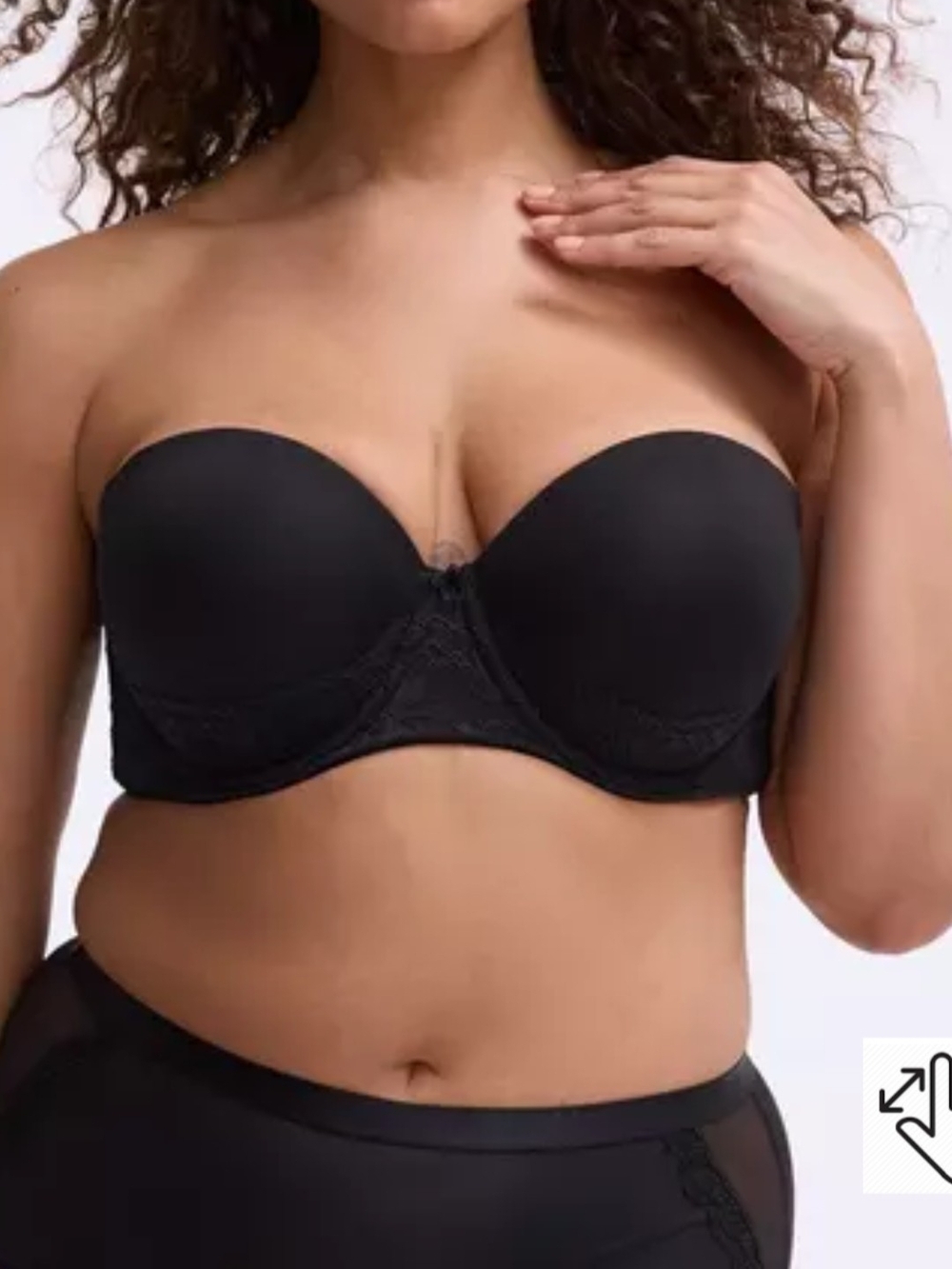 Strapless Black Lace-Trim Balconette Bra